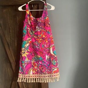 Lilly Pulitzer Pink Multi Paisley Shift Dress with Tassel Hem